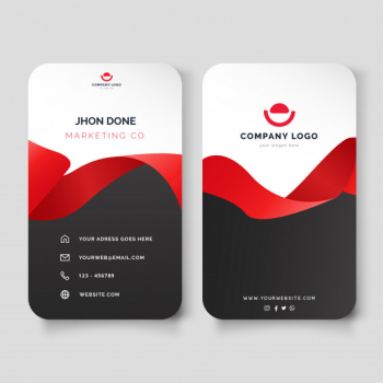 Modern vertical visit card with red ribbon Free Vector Modern vertical visit card with red ribbon Free Vector