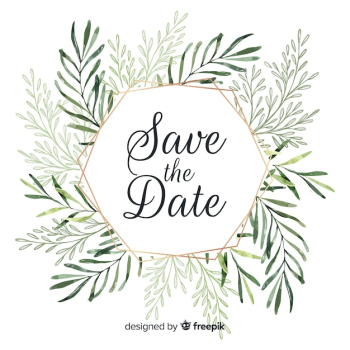 Modern wedding card with watercolor leaves Modern wedding card with watercolor leaves