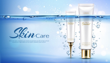 Moisturizing skincare cosmetics product 3d realistic vector advertising banner Free Vector