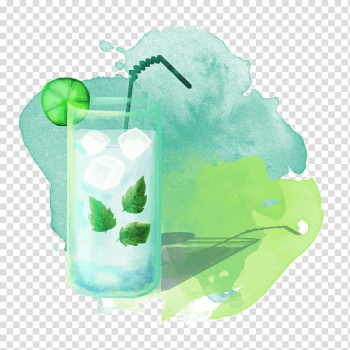 Mojito Watercolor painting Drink Ice, Hand painted watercolor summer ice drink illustration transparent background PNG clipart