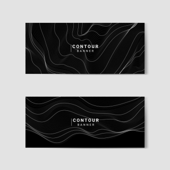 Monochrome abstract contour lines set Monochrome abstract contour lines set