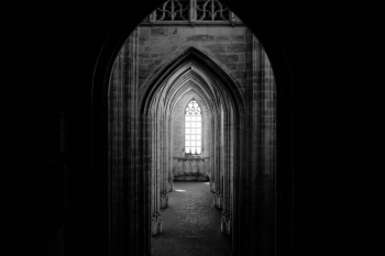 Monochrome Photo Of Dark Hallway Monochrome Photo Of Dark Hallway