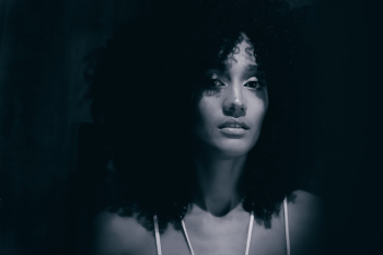 Monochrome Photo Of Woman With Curly Hair Monochrome Photo Of Woman With Curly Hair