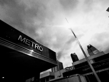Monochrome Photography of Metro Signage Monochrome Photography of Metro Signage