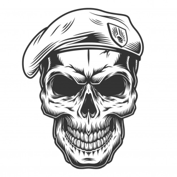 Monochrome vintage skull Free Vector