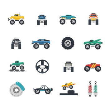 Monster Truck Icons Set Monster Truck Icons Set