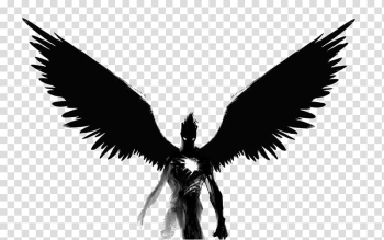 Monster with black wings , Angel Black and white , Black Devil transparent background PNG clipart