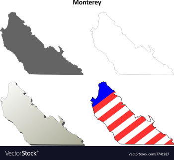 Monterey County California outline map set vector image Monterey County California outline map set vector image