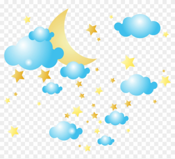 Moon Clouds And Stars Png Clip-art Image - Moon And Star Png