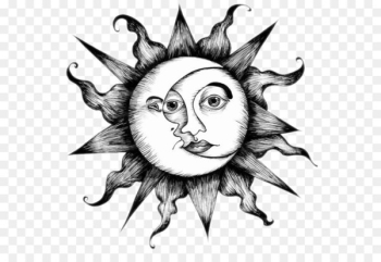Moon Drawing Henna Illustration - Abstract creative sun and the moon 