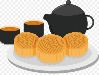 Mooncake Bxe1nh Mid-Autumn Festival - Vector teapot moon cake 