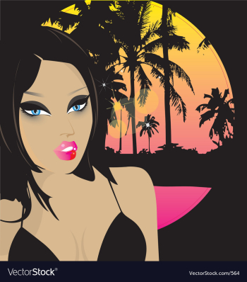 Moonlight summer vector image Moonlight summer vector image
