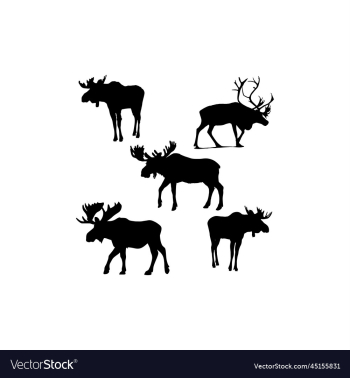 moose set silhouette icon logo moose set silhouette icon logo
