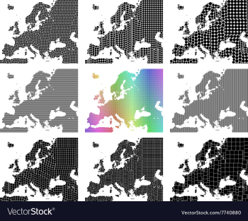 Mosaic Europe map set vector image Mosaic Europe map set vector image