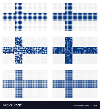Mosaic Finland flag set vector image Mosaic Finland flag set vector image