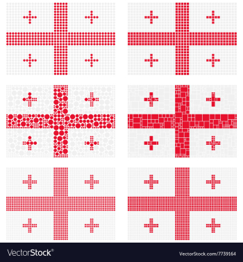 Mosaic Georgia flag set vector image Mosaic Georgia flag set vector image