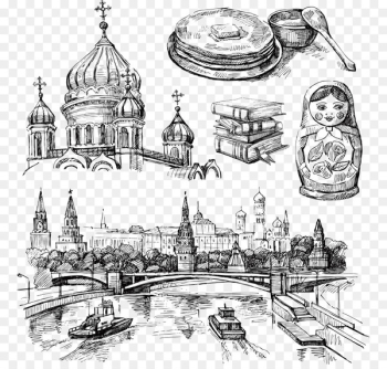 Moscow Drawing Royalty-free Illustration - Vector Hand-painted Russian cities 