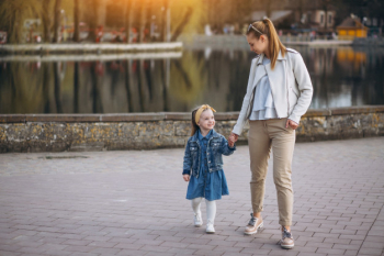 Mother and daughter in park Mother and daughter in park