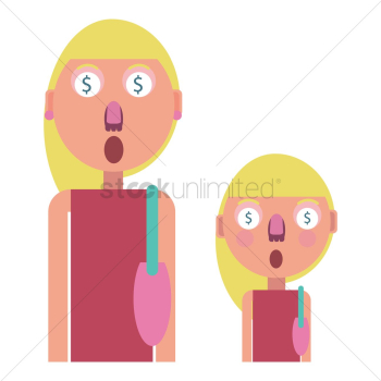Mother and daughter seeing dollar sign Mother and daughter seeing dollar sign