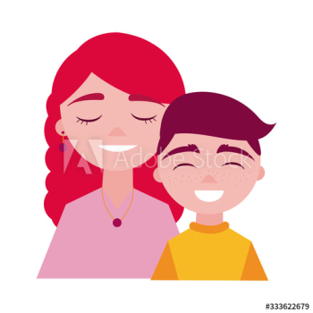 mother day mom and son characters flat style mother day mom and son characters flat style