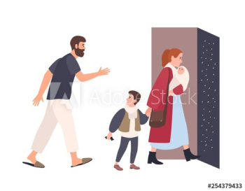 Mother leaves home with children, father stays alone Mother leaves home with children, father stays alone