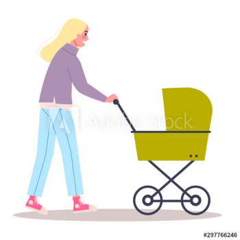 Mother with baby walking