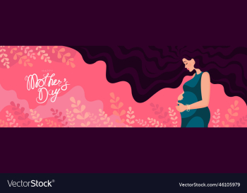 mothers day banner with a pregnant woman floral