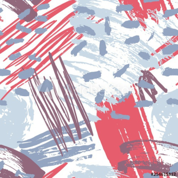 Motley abstract artistic seamless pattern with creative chaotic paint traces, blots, stains, daub on white background
