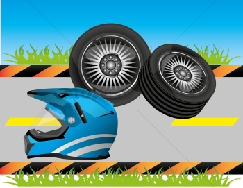 Motorbike helmet and tires Motorbike helmet and tires