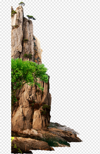 Mountain 3D modeling, mountain peak, brown mountain with plant, 3D Computer Graphics, landscape, stone png