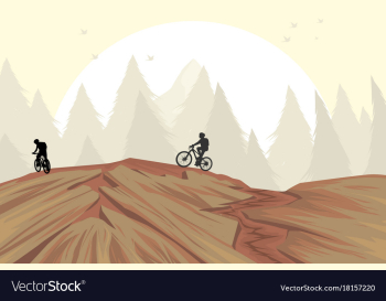 Mountain bike on hill vector image Mountain bike on hill vector image