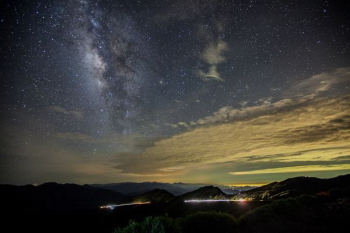 mountain range under Milky Way galaxy mountain range under Milky Way galaxy