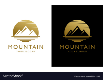 mountain sea silhouette at sunset moon logo mountain sea silhouette at sunset moon logo