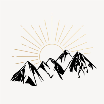 Mountain sunrise clipart, vintage nature | Free Vector Illustration - rawpixel