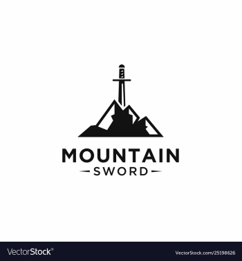 Mountain sword logo design vector image Mountain sword logo design vector image