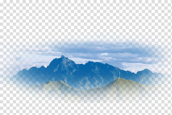 Mountain under white clouds, Landscape painting Chinese painting Computer file, Mountain line transparent background PNG clipart