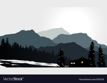 Mountain view with a lonely house vector image Mountain view with a lonely house vector image