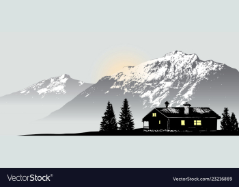 Mountain view with the lonely house vector image Mountain view with the lonely house vector image