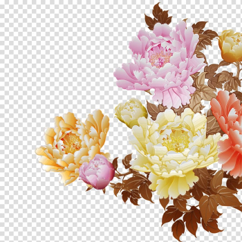 Moutan peony Ink wash painting Gushi Bamboo, peony transparent background PNG clipart