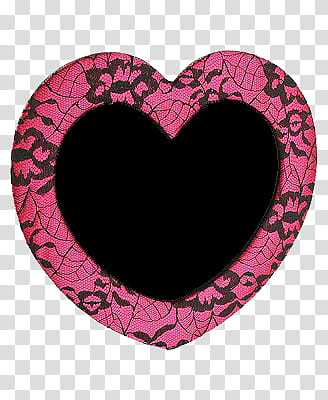 Movables, heart pink and black floral frame illustration transparent background PNG clipart