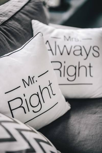 Mr Right and Mrs Always Right Pillow Mr Right and Mrs Always Right Pillow