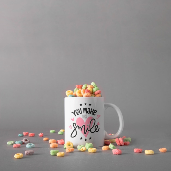 Mug mockup with colorful cereals