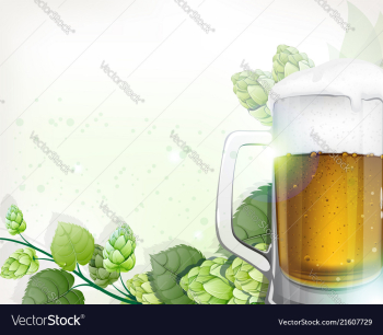 Mug of beer and hops branch vector image Mug of beer and hops branch vector image