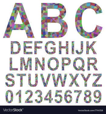 Multicolor mosaic font set vector image Multicolor mosaic font set vector image