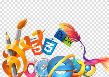 Multicolored application icons illustration, Web development Responsive web design Web banner, web design transparent background PNG clipart