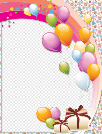 multicolored balloons and gifts frame, Birthday cake Frames Happy Birthday to You, Birthday, holidays, wedding, balloon png