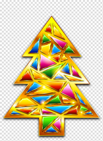Multicolored Christmas tree decor, Christmas tree , Gold Christmas Mosaic Tree transparent background PNG clipart