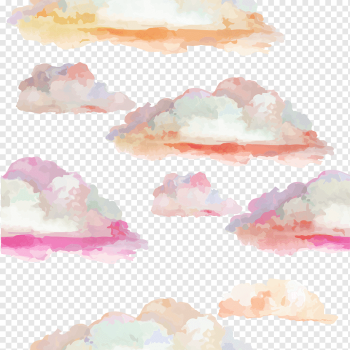 multicolored clouds illustration, Cloudscape graphy Watercolor painting, Colorful clouds, color Splash, cloud, color Pencil png