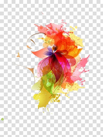 Multicolored flower abstract painting illustration, Watercolor painting Woman Flower, Color ink Women transparent background PNG clipart