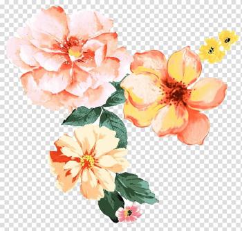 Multicolored flowers, Flower Illustration, Beautiful watercolor flower pattern transparent background PNG clipart